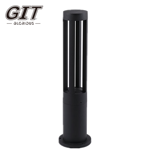 Black Cylindrical Four-sided Lawn Light