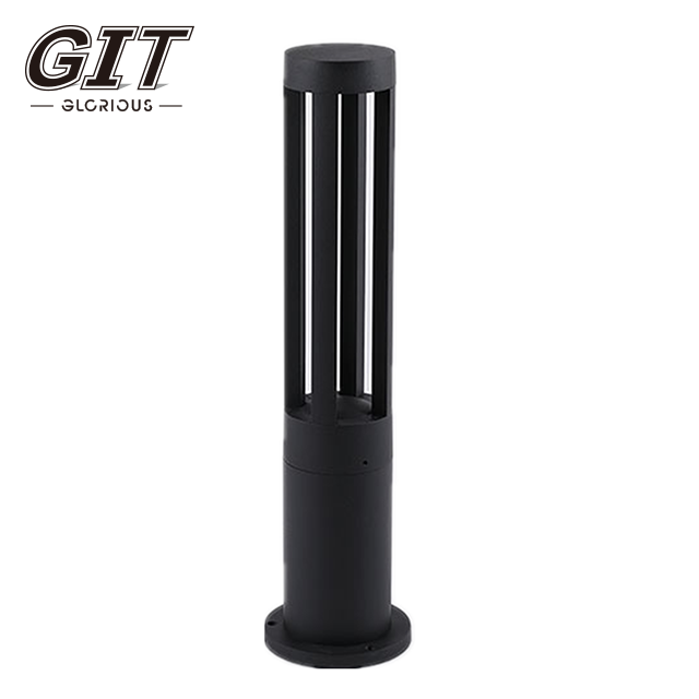 Black Cylindrical Four-sided Lawn Light