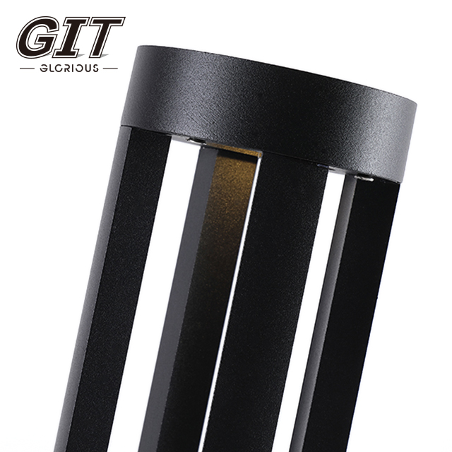 Black Cylindrical Four-sided Lawn Light